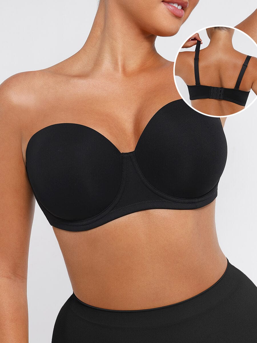 Strapless Non-slip Underwire Bra with Bust Support and Gathering - FirmaLift