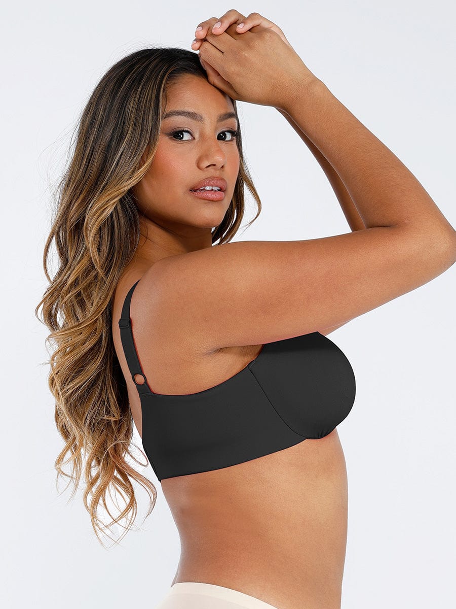 Unpadded Underwired Deep V-Neck Bra with Side Support - FirmaLift