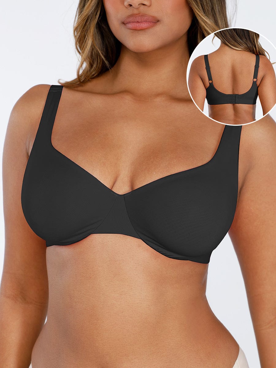 Unpadded Underwired Deep V-Neck Bra with Side Support - FirmaLift