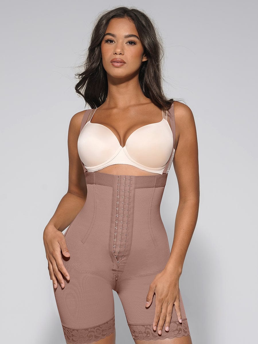 Removable Straps Waist & Back Smoothing Shaper with 4 Steel Bones Hourglass Faja - FirmaSculpt