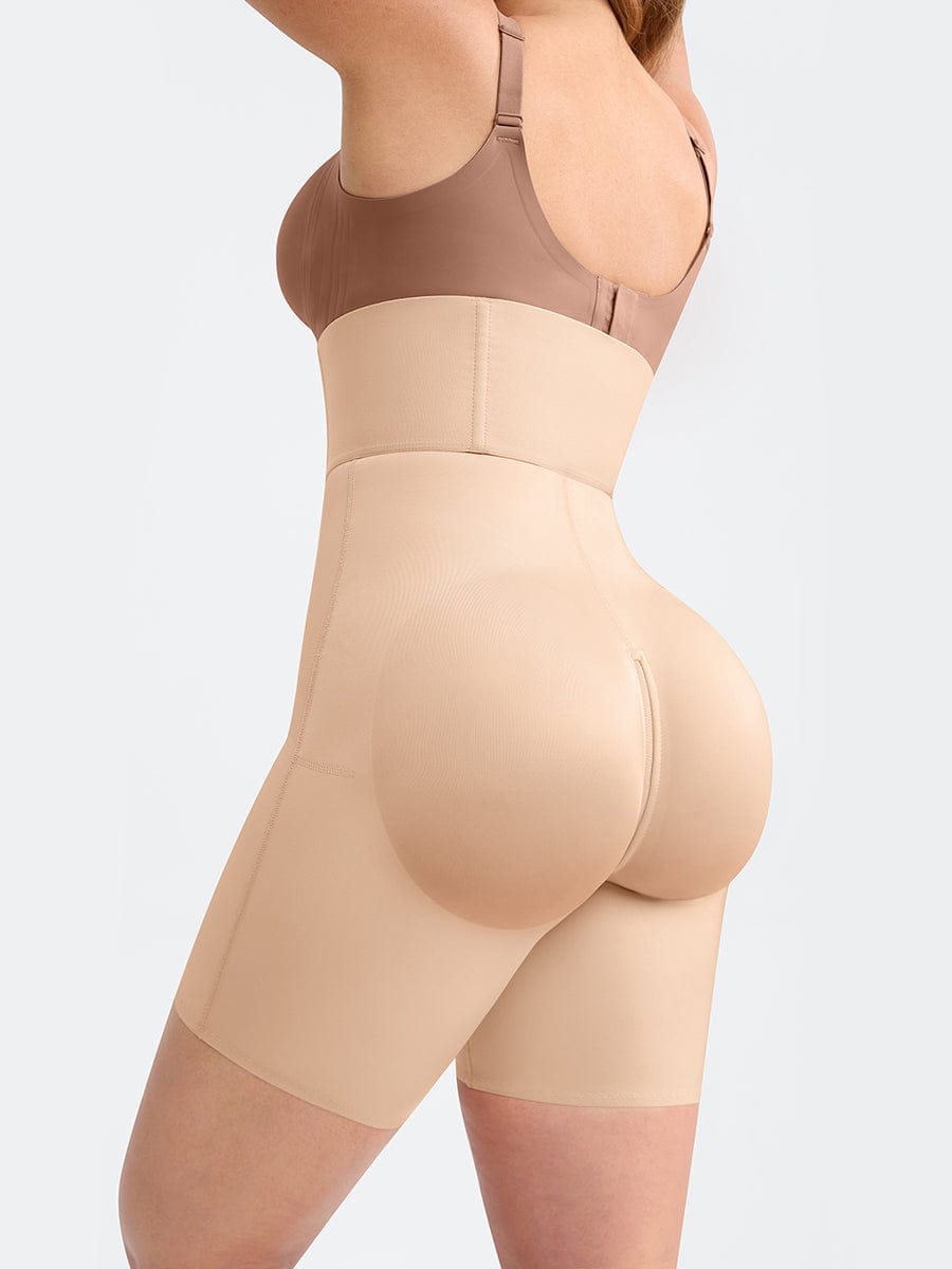 4 Short Steel Bones Waist & Tummy Shaper Butt Lifter Full Body Zipper - FirmaHold