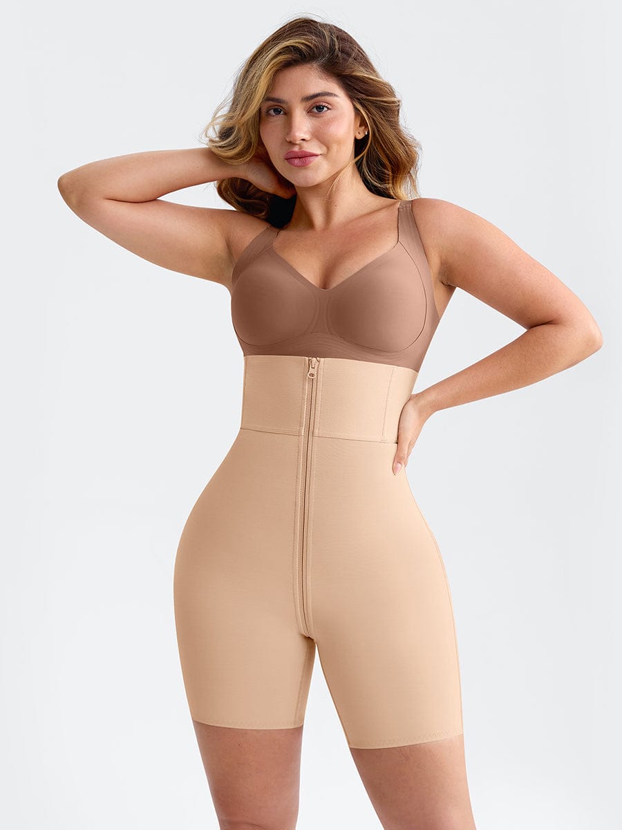 4 Short Steel Bones Waist & Tummy Shaper Butt Lifter Full Body Zipper - FirmaHold