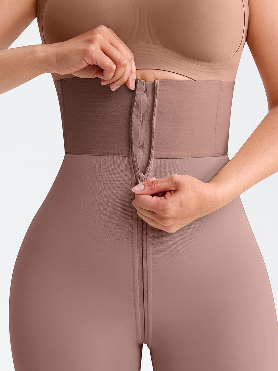 4 Short Steel Bones Waist & Tummy Shaper Butt Lifter Full Body Zipper - FirmaHold