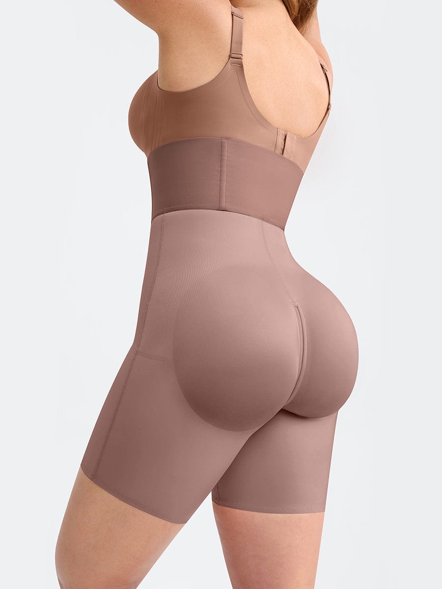 4 Short Steel Bones Waist & Tummy Shaper Butt Lifter Full Body Zipper - FirmaHold