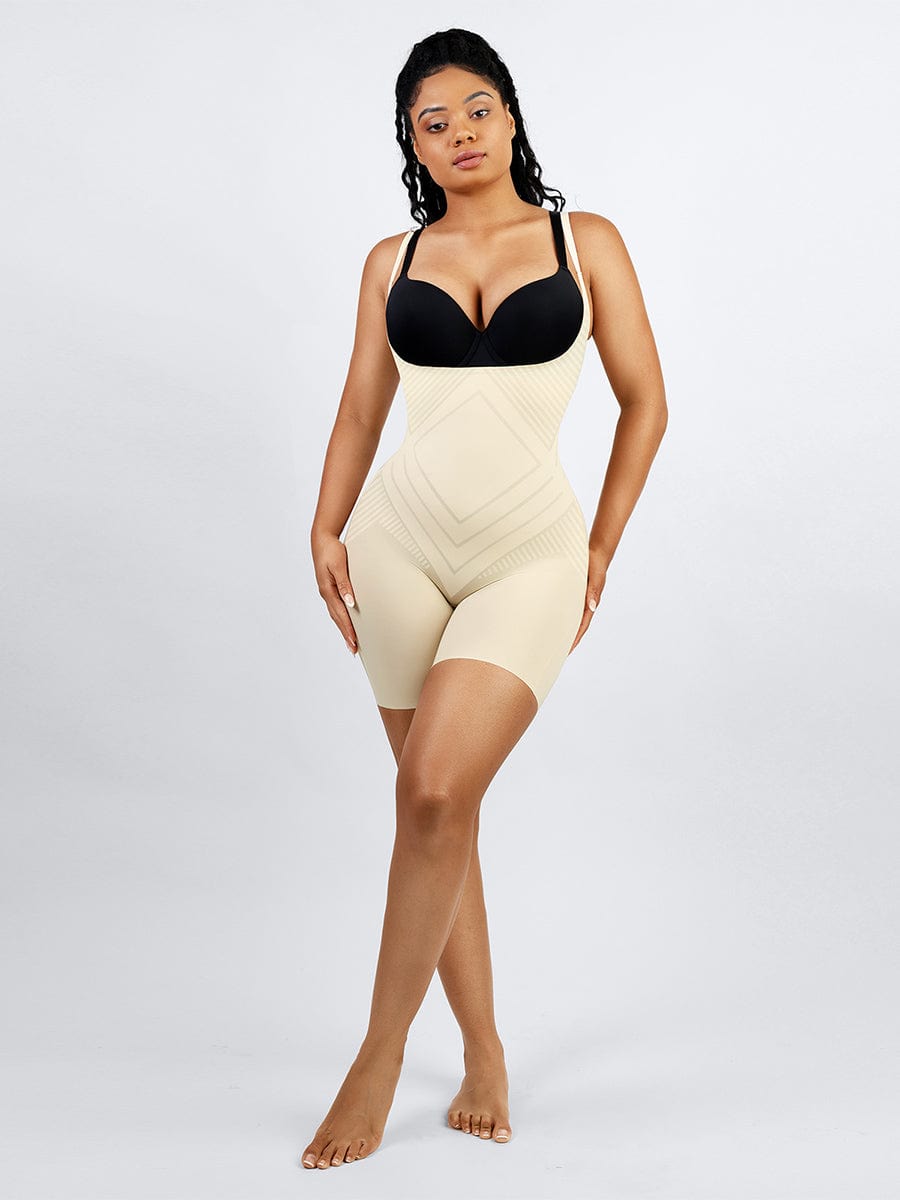 Liquid Spandex Air Slim Open-Bust Mid-Thigh Shaping Boyshort Butt Lifter - FirmaActive