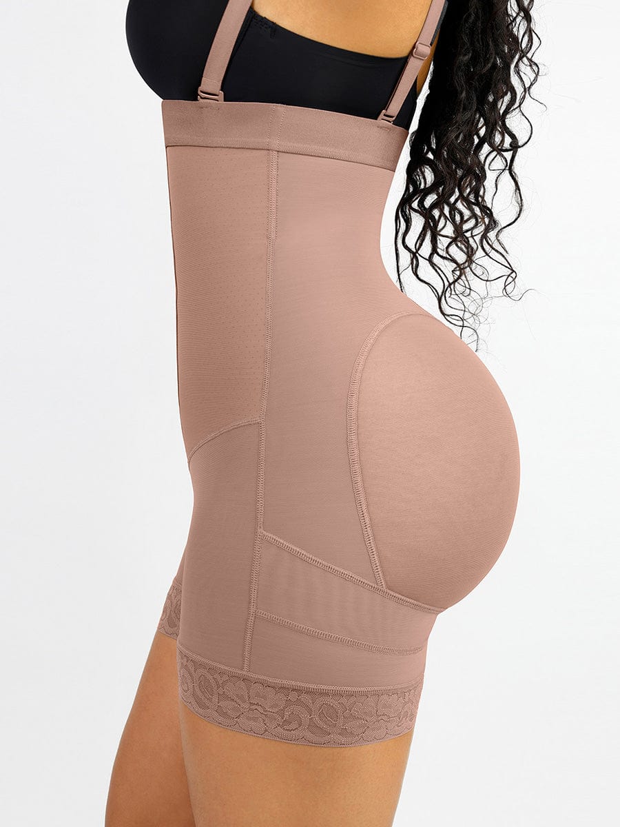 Latex-Lined Full Body Shaper with Lace Trim and Butt Lift - FirmaControl