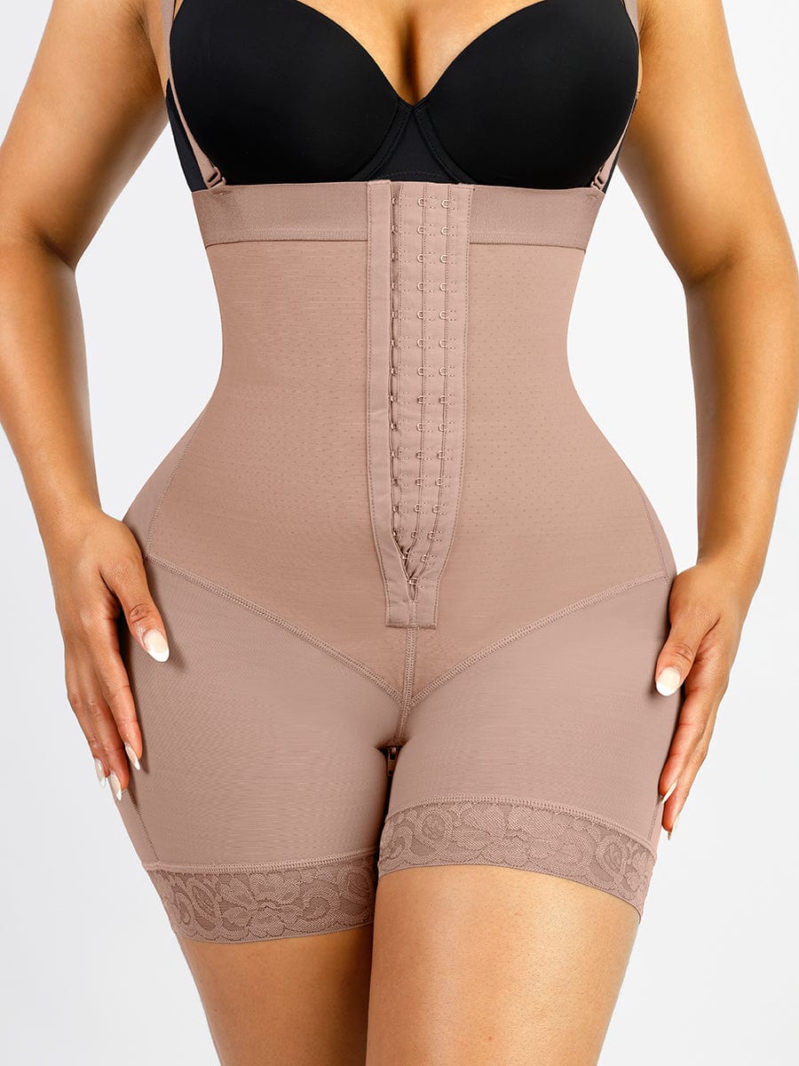 Latex-Lined Full Body Shaper with Lace Trim and Butt Lift - FirmaControl