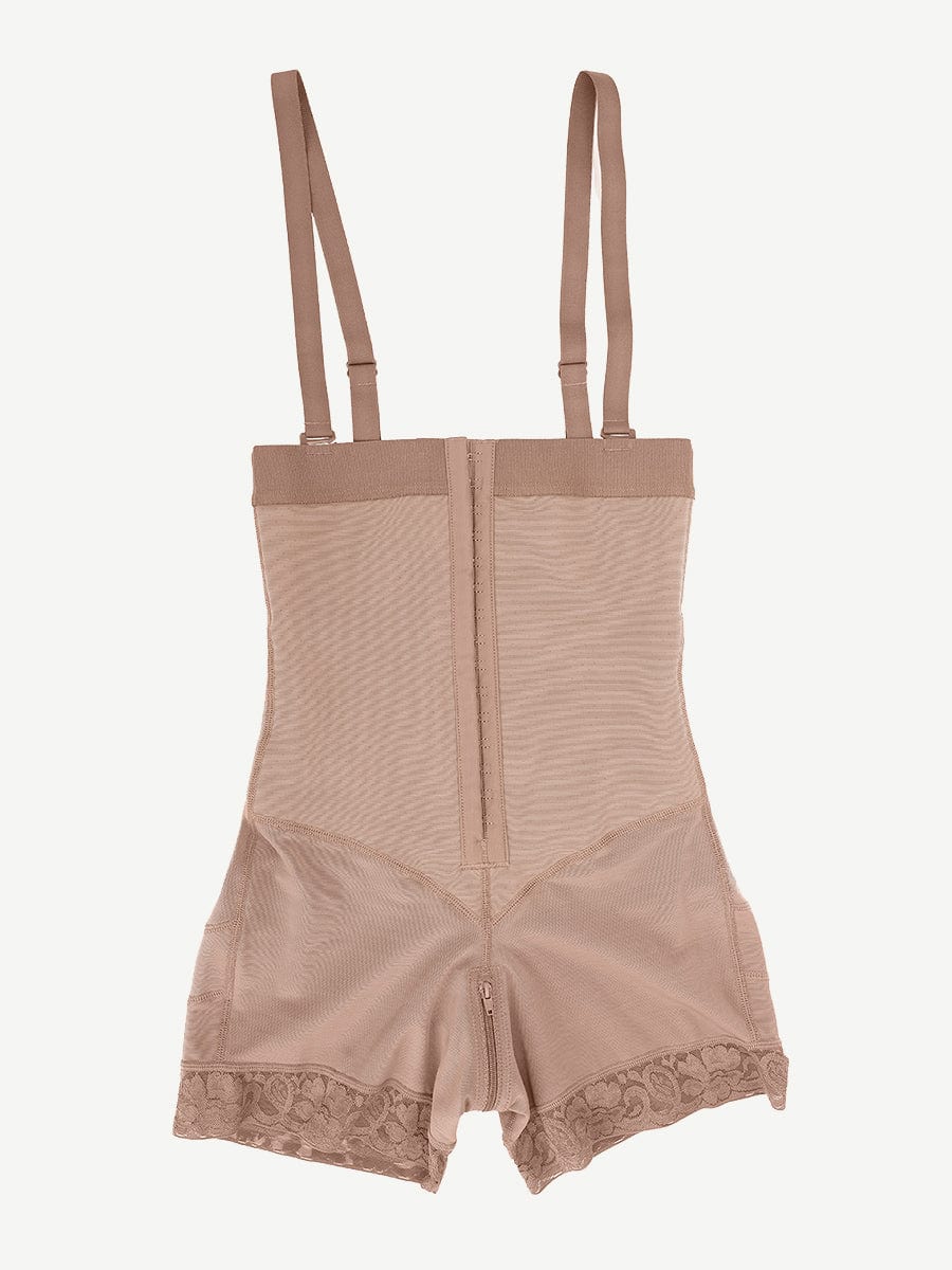 Latex-Lined Full Body Shaper with Lace Trim and Butt Lift - FirmaControl