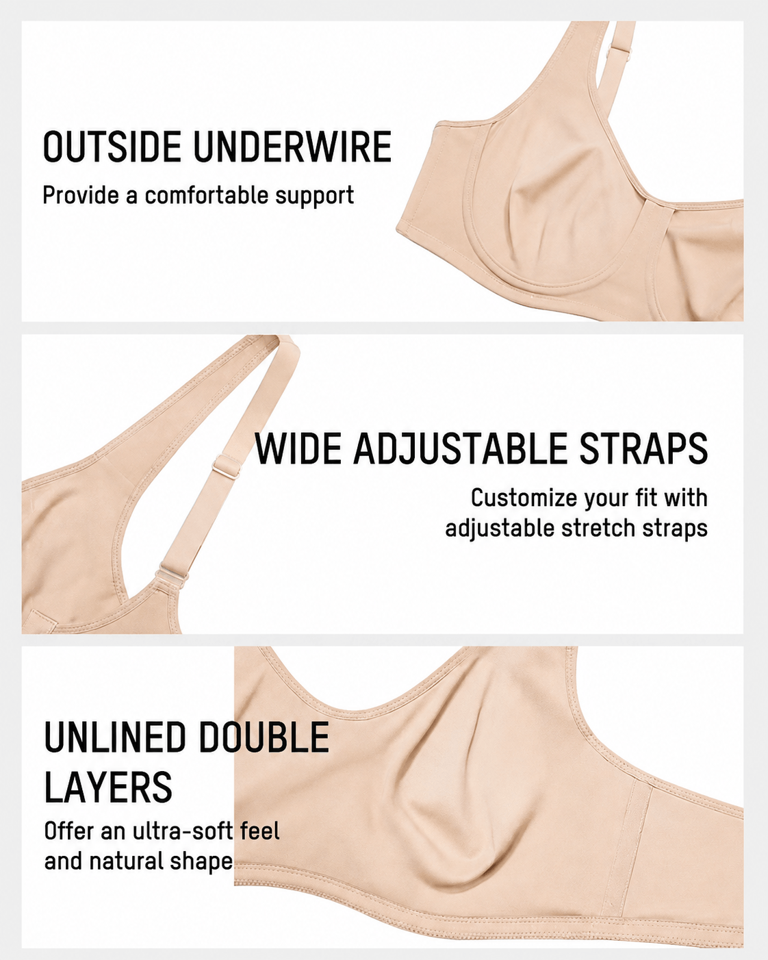 External Underwire Full Coverage Sports Bra - FirmaActive