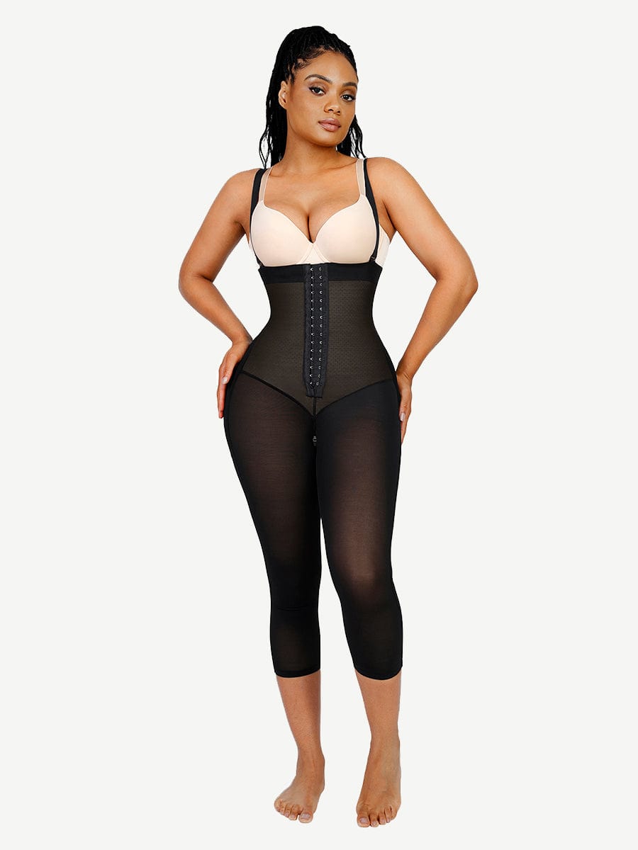 Latex Open Bust Tummy Control Full Body Shapewear with Adjustable Straps - FirmaHold