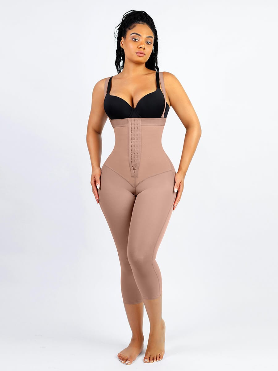 Latex Open Bust Tummy Control Full Body Shapewear with Adjustable Straps - FirmaHold