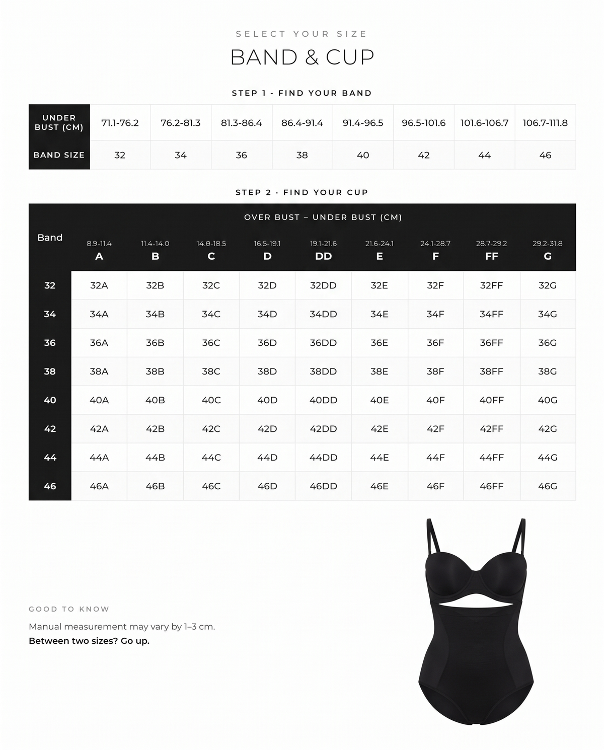 Moulded Cup Underwire Bra with Removable Straps - FirmaFlex size guide