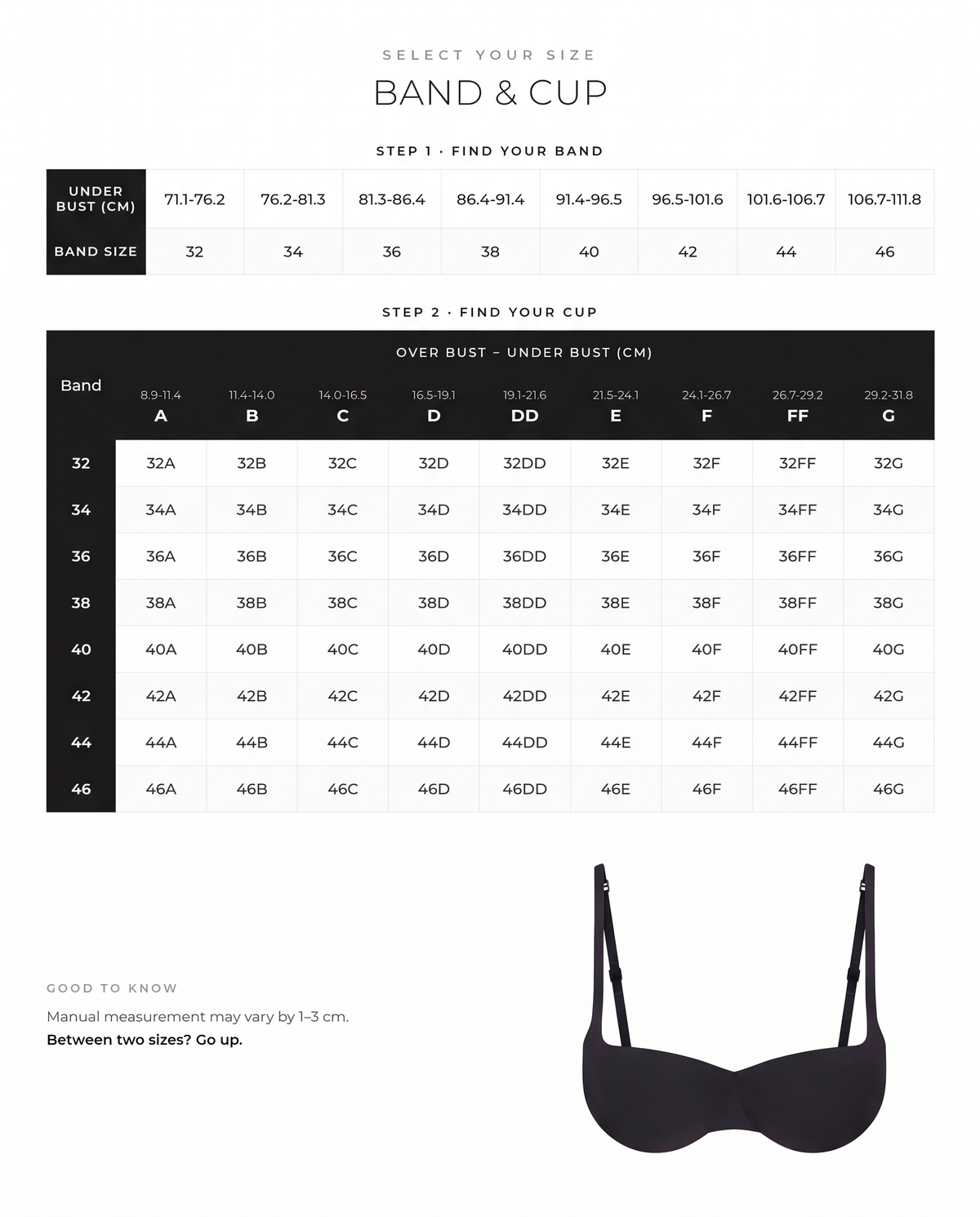 Sexy Lift Demi Push-Up Bra - FirmaLift size guide