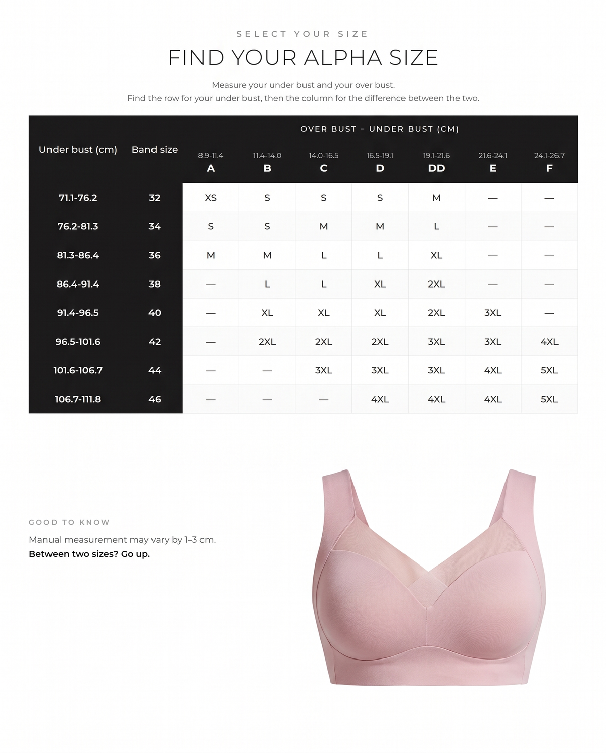 Wireless Smoothing Mesh Comfort Bra - FirmaBreeze size guide
