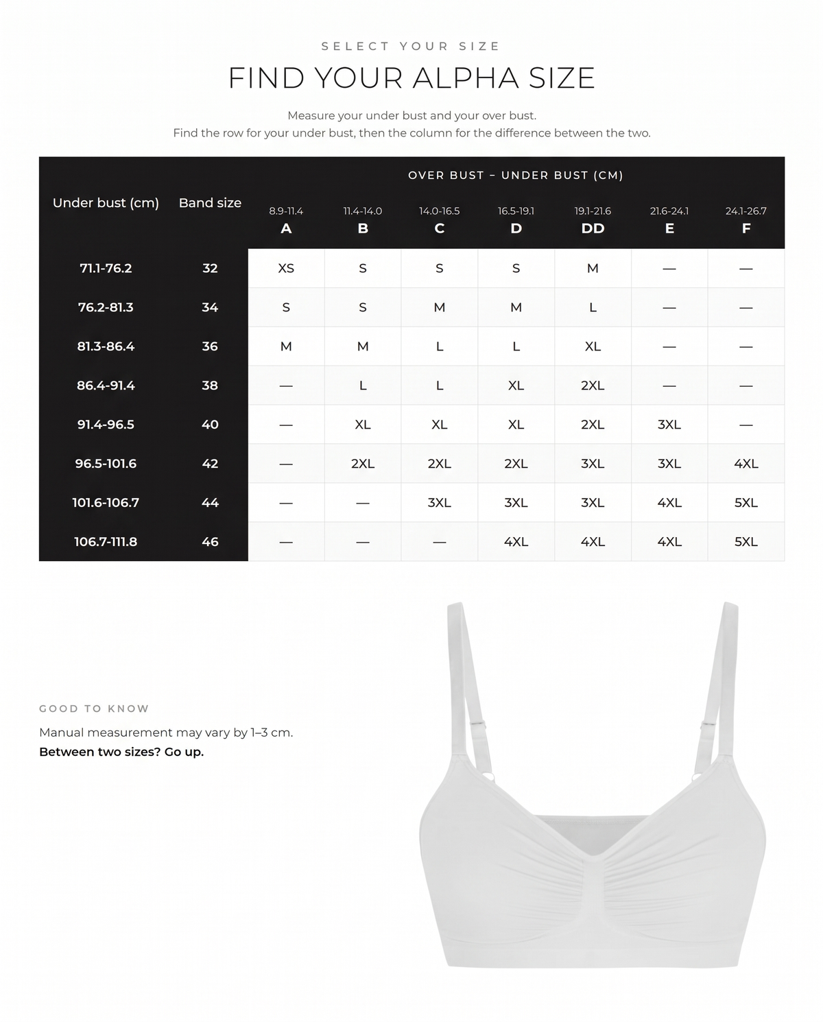 Full Coverage Non-Padded Wireless Sculpt Bra - FirmaSmooth size guide