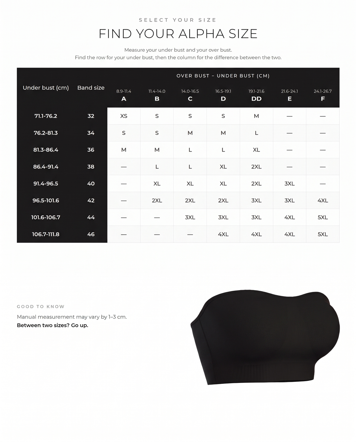 Non-Slip Seamless Strapless Bandeau Bra - FirmaHold size guide