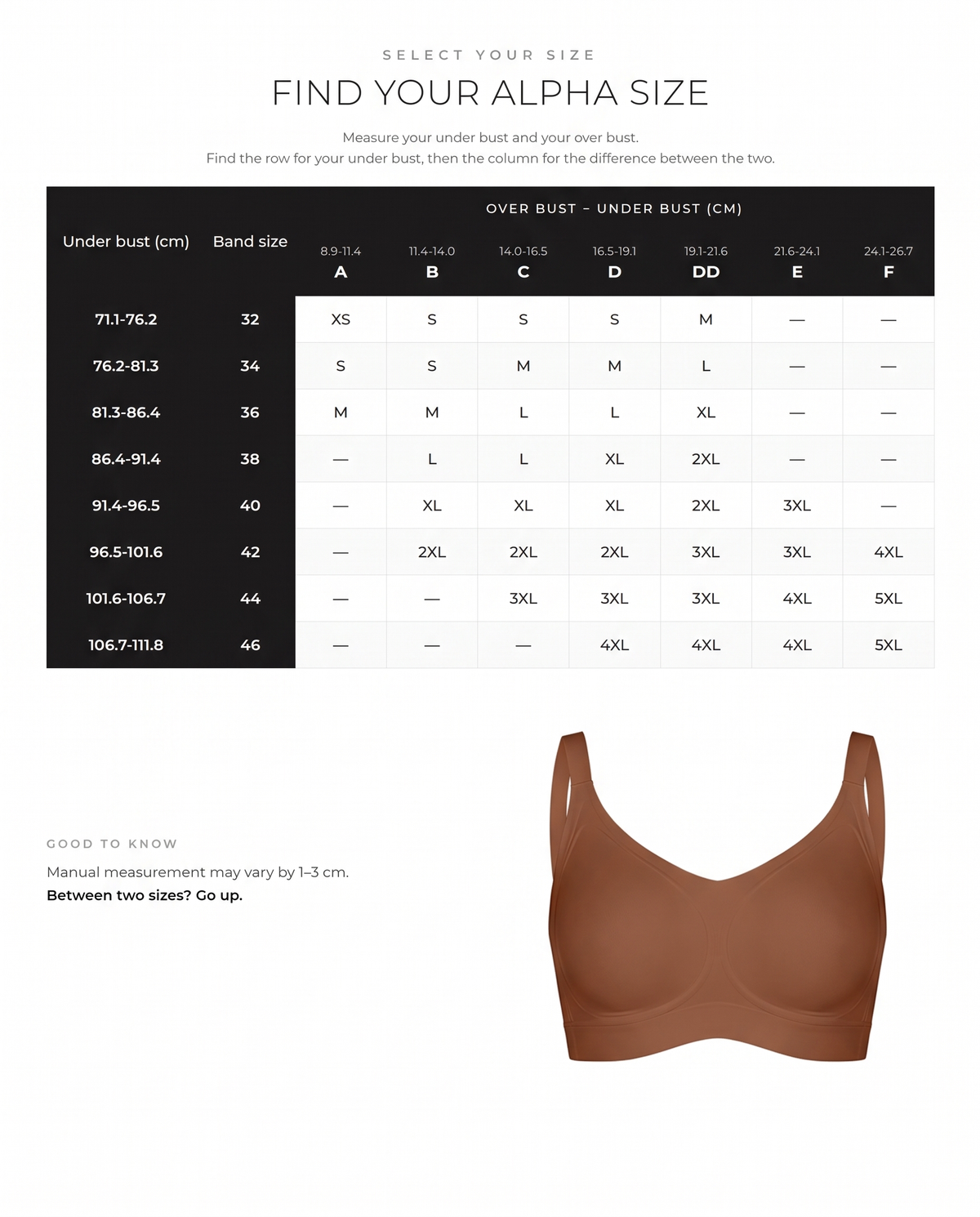 Wireless V-Neck Back & Side Smoothing Bra - FirmaSmooth size guide