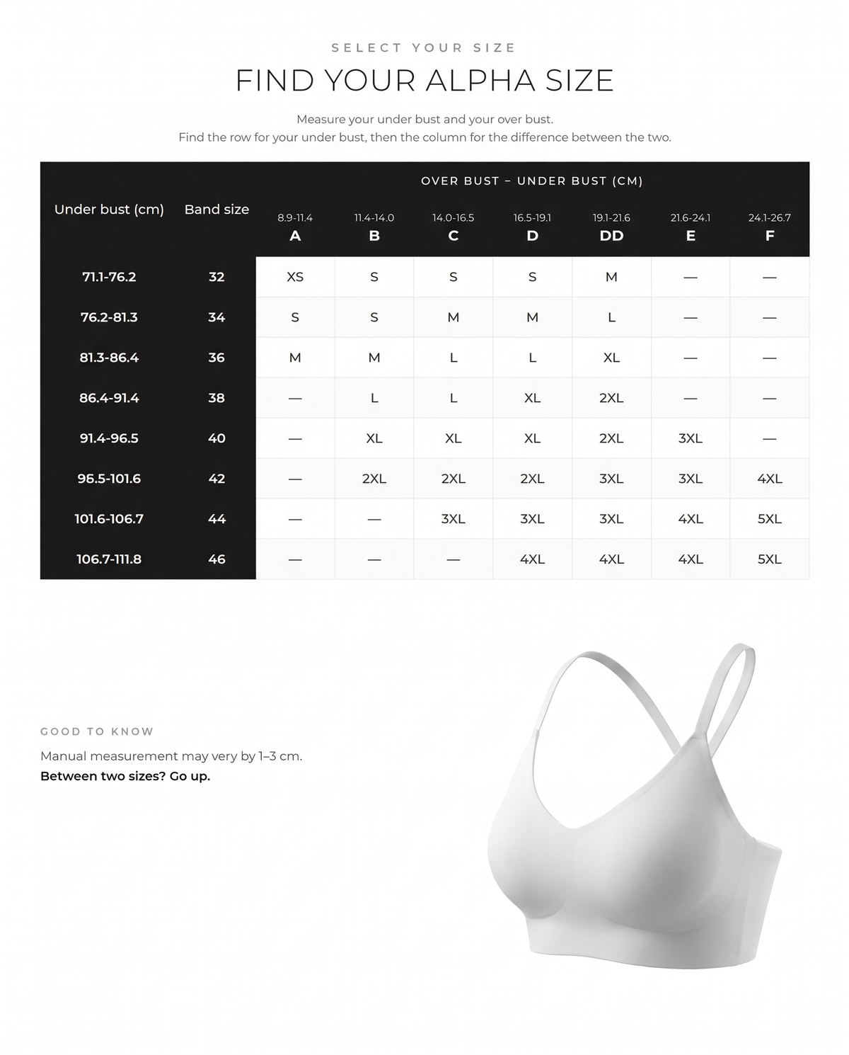 Seamless Backless Lace Bralette - FirmaLace size guide