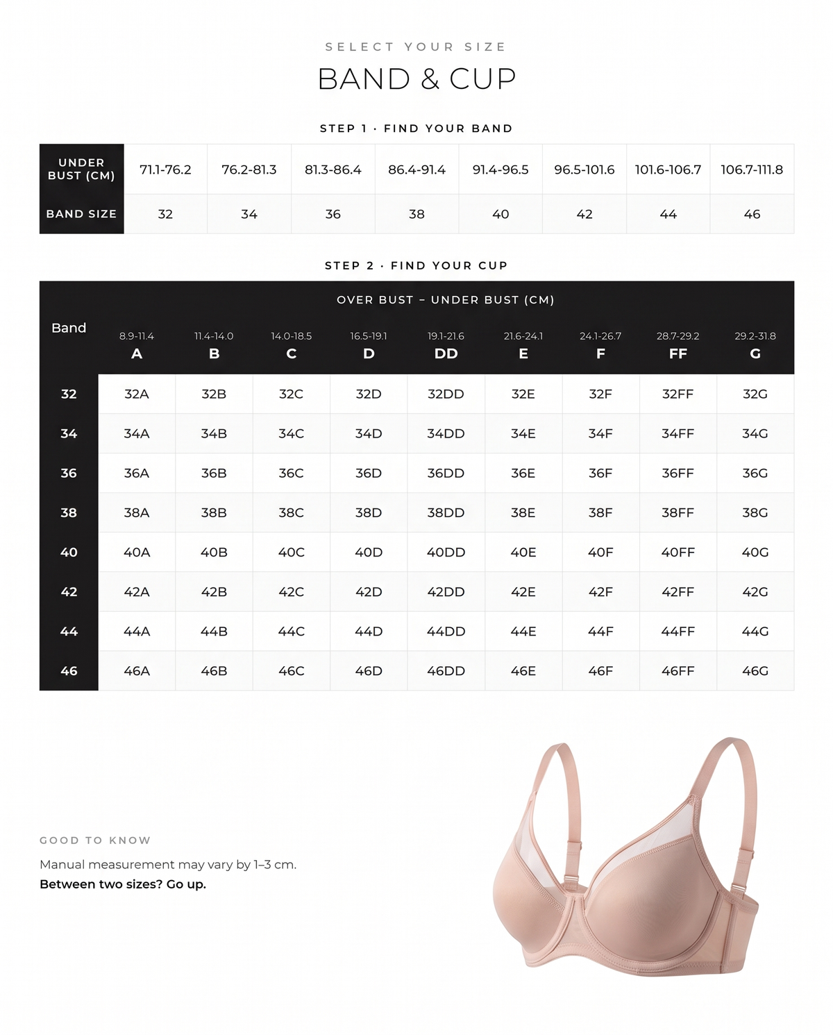 Breathable Mesh Minimizer Support Bra - FirmaBreeze size guide
