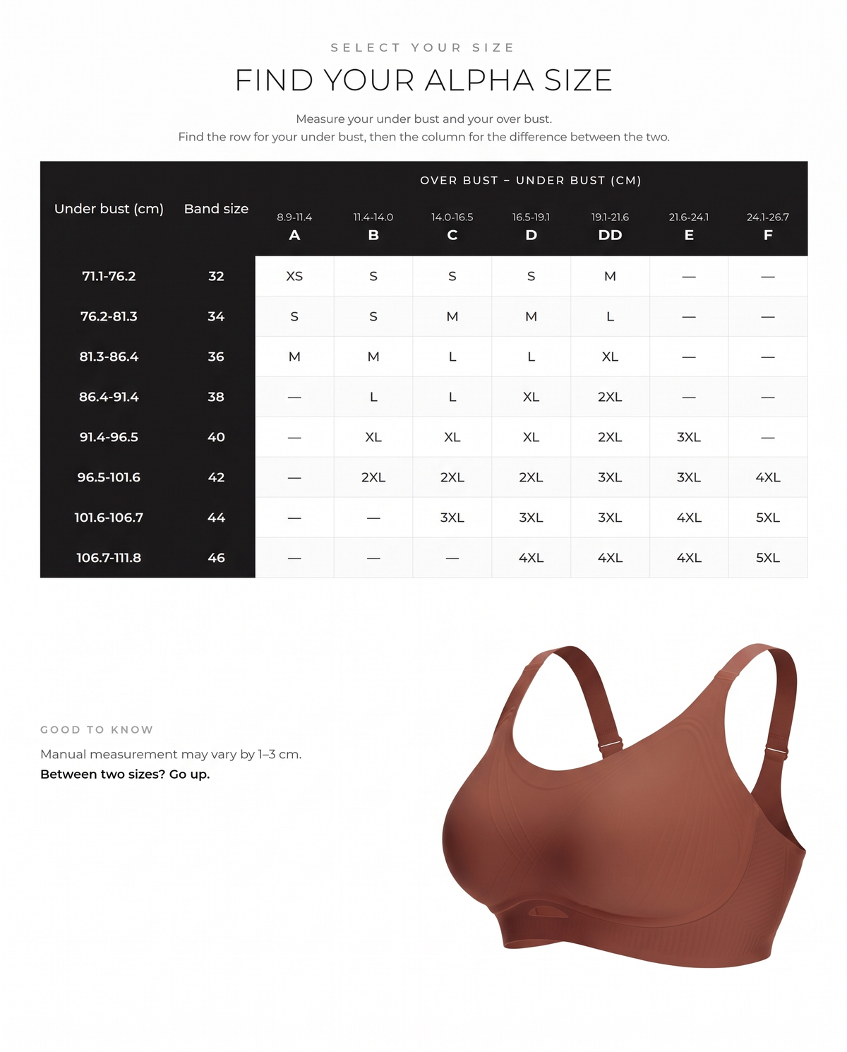 Wire-Free 4D Lift Sculpting Bra - FirmaLift size guide