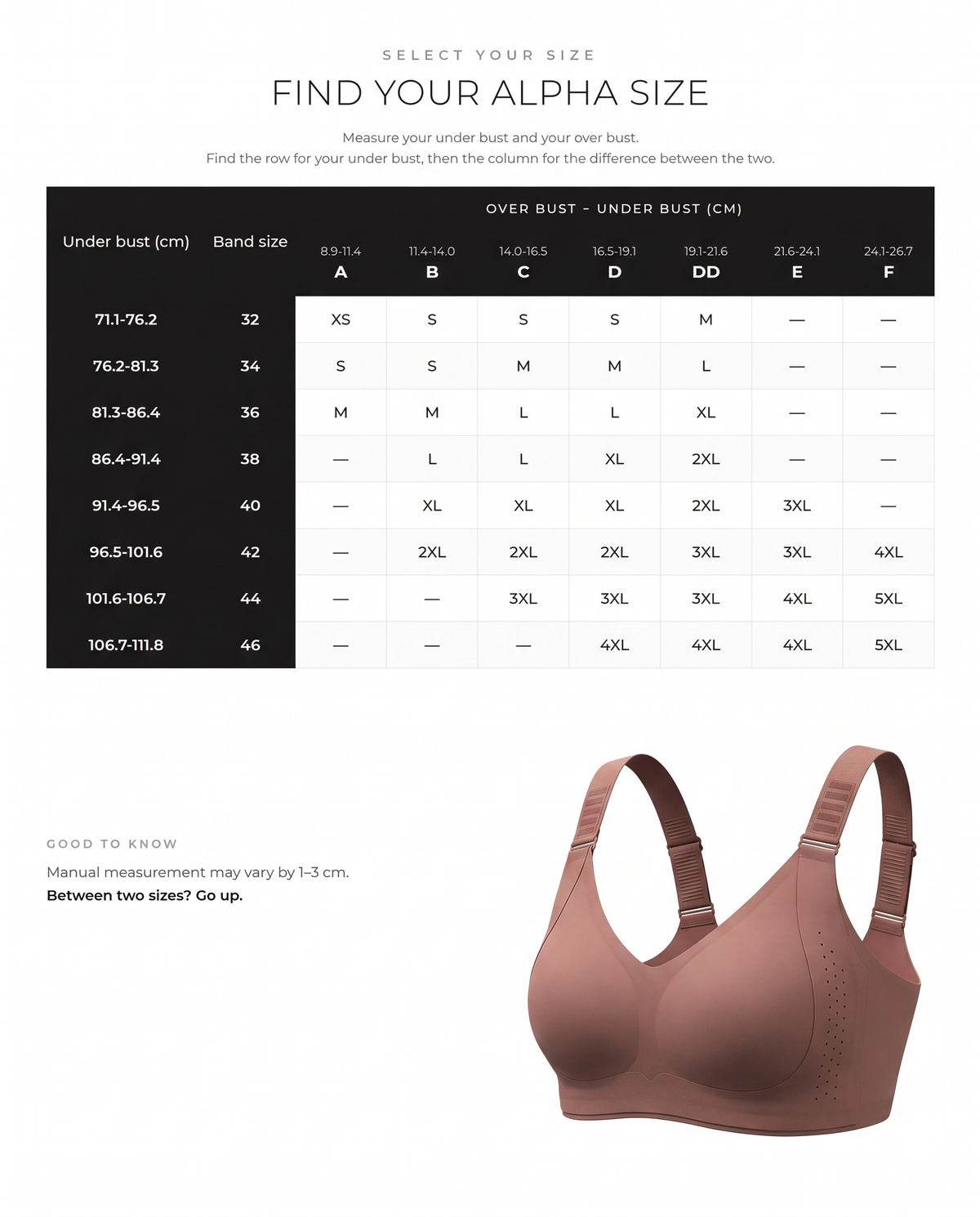 V-Neck Wireless Minimizer Bra with Adjustable Clasp - FirmaSmooth size guide