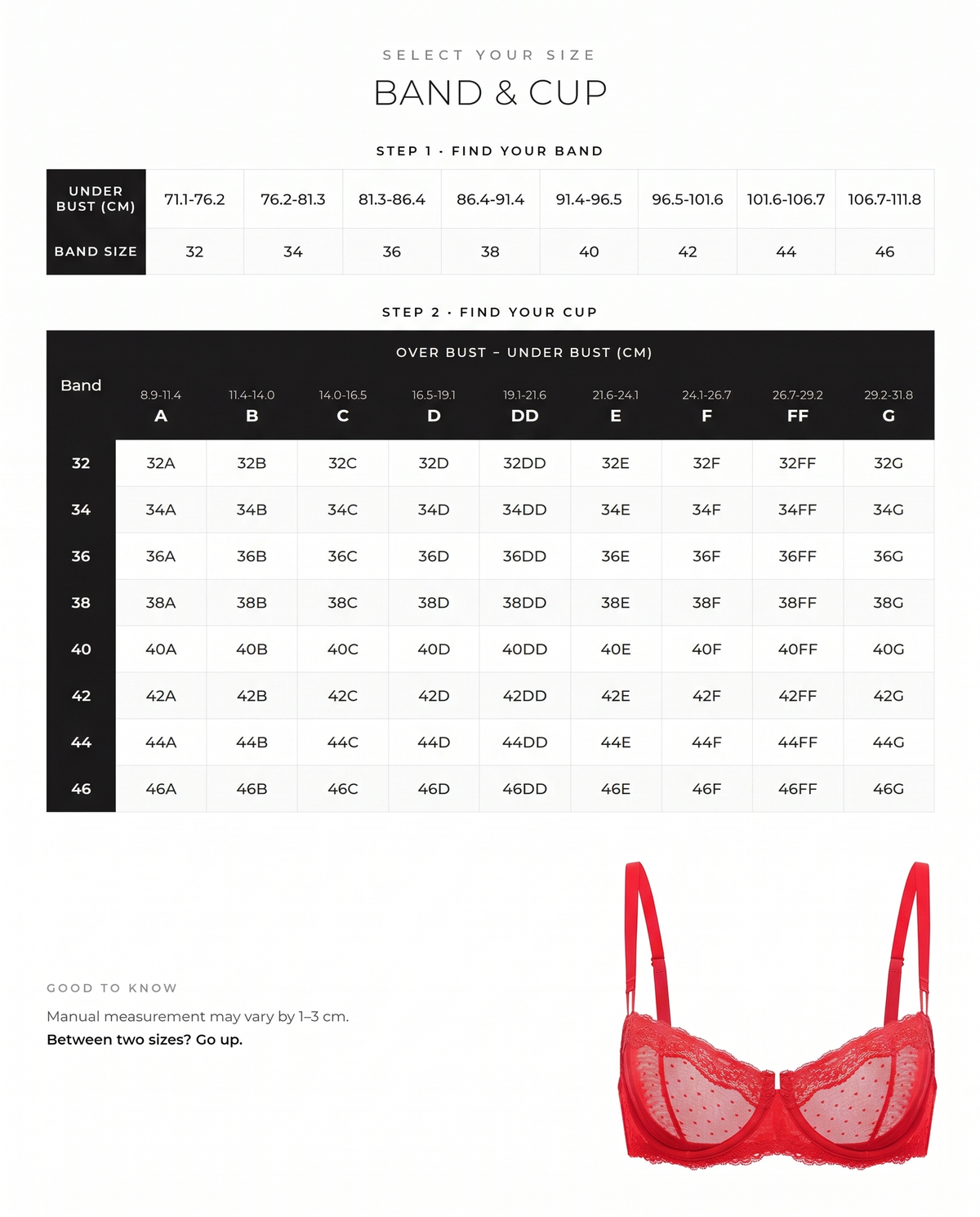 Lace Underwire Unlined Demi Balconette Bra - FirmaLace size guide