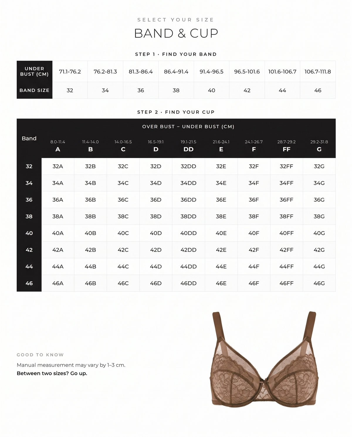 Full Coverage Lace Minimizer Bra - FirmaLace size guide