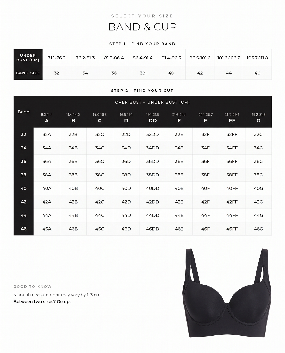 Ultra-Light Wireless Back-Smoothing Bra - FirmaBreeze size guide
