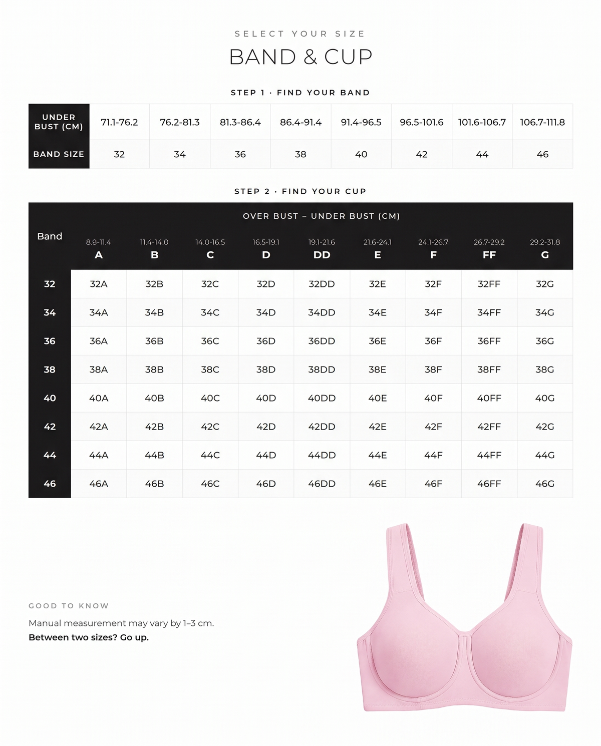 External Underwire Full Coverage Sports Bra - FirmaActive size guide