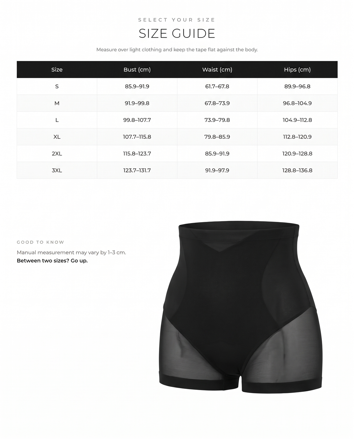 Sculpting Mesh High-Waist Shaper Panty - FirmaSmooth size chart