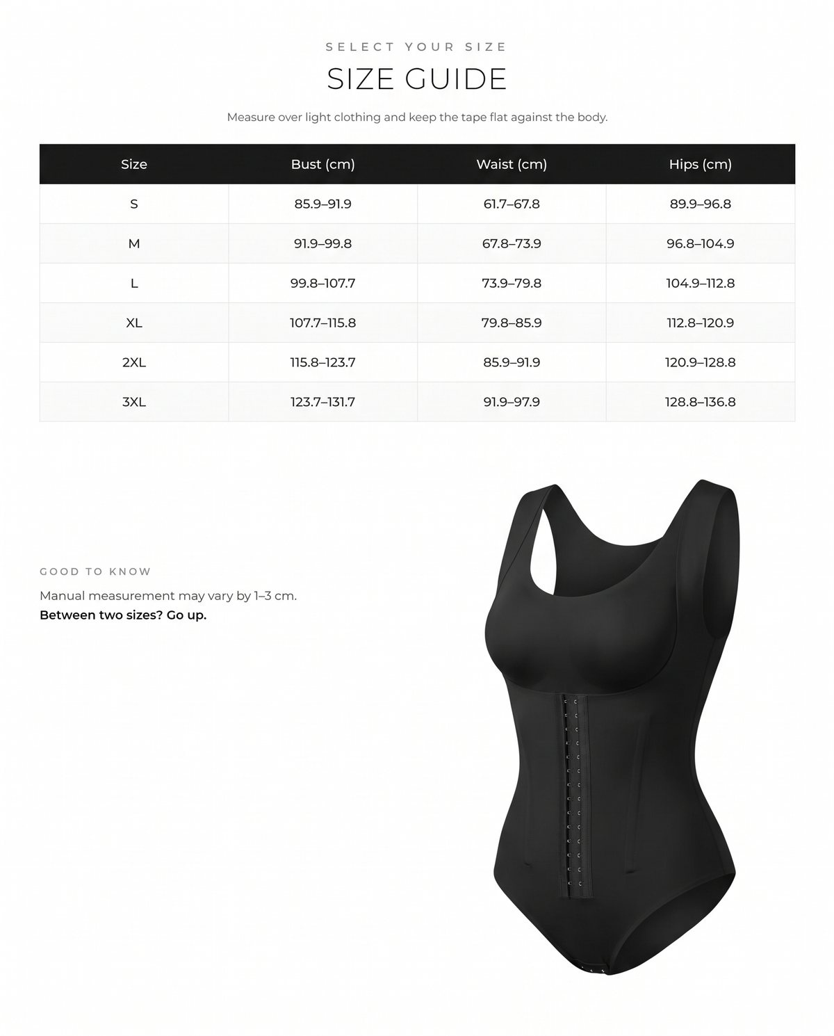 4 In 1 Air Slim Shaping Tank Tummy Control Bodysuit - FirmaActive size chart