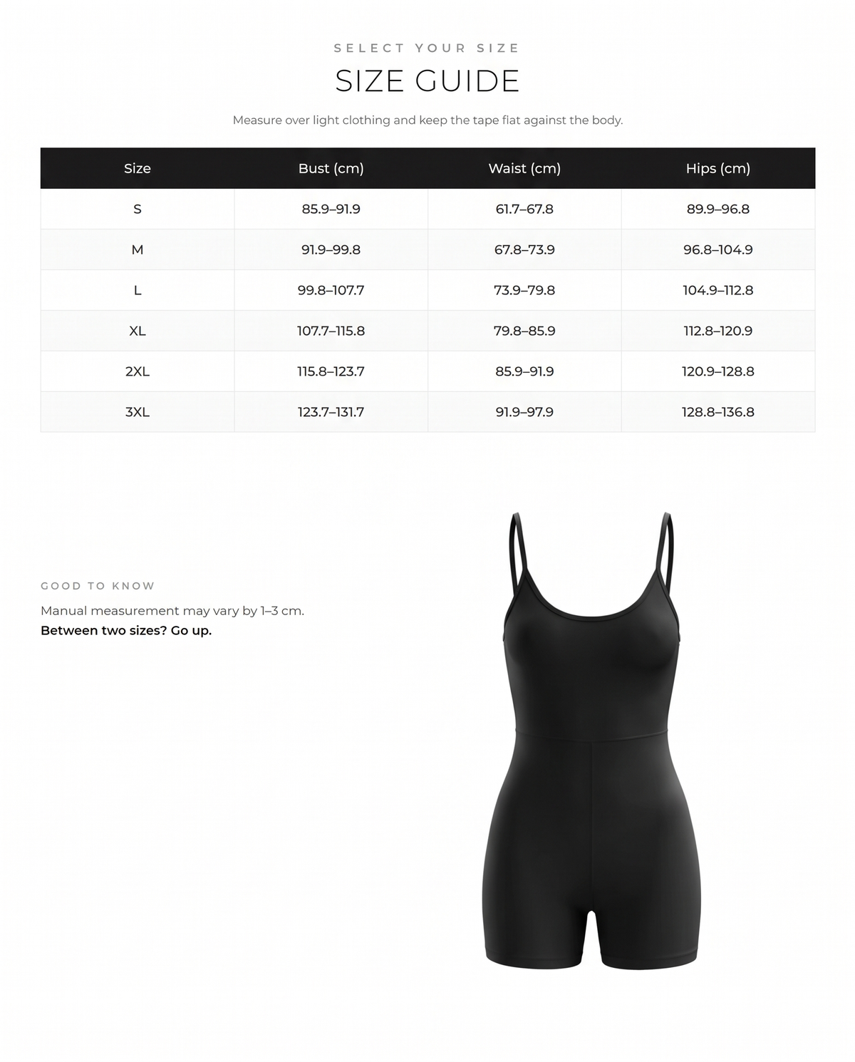 Mid-Thigh Seamless Shaping Fitness Romper - FirmaActive size chart