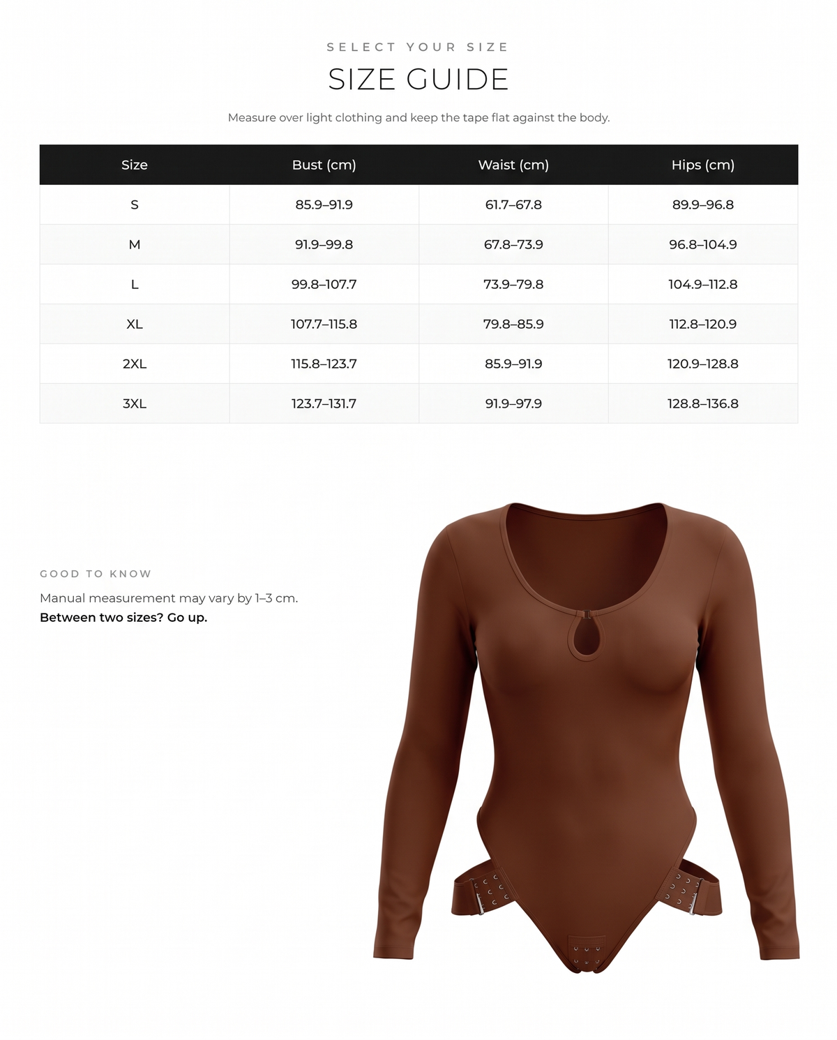 Scoop Neck Thong Butt Lifting Shapewear Bodysuit - FirmaSculpt size chart