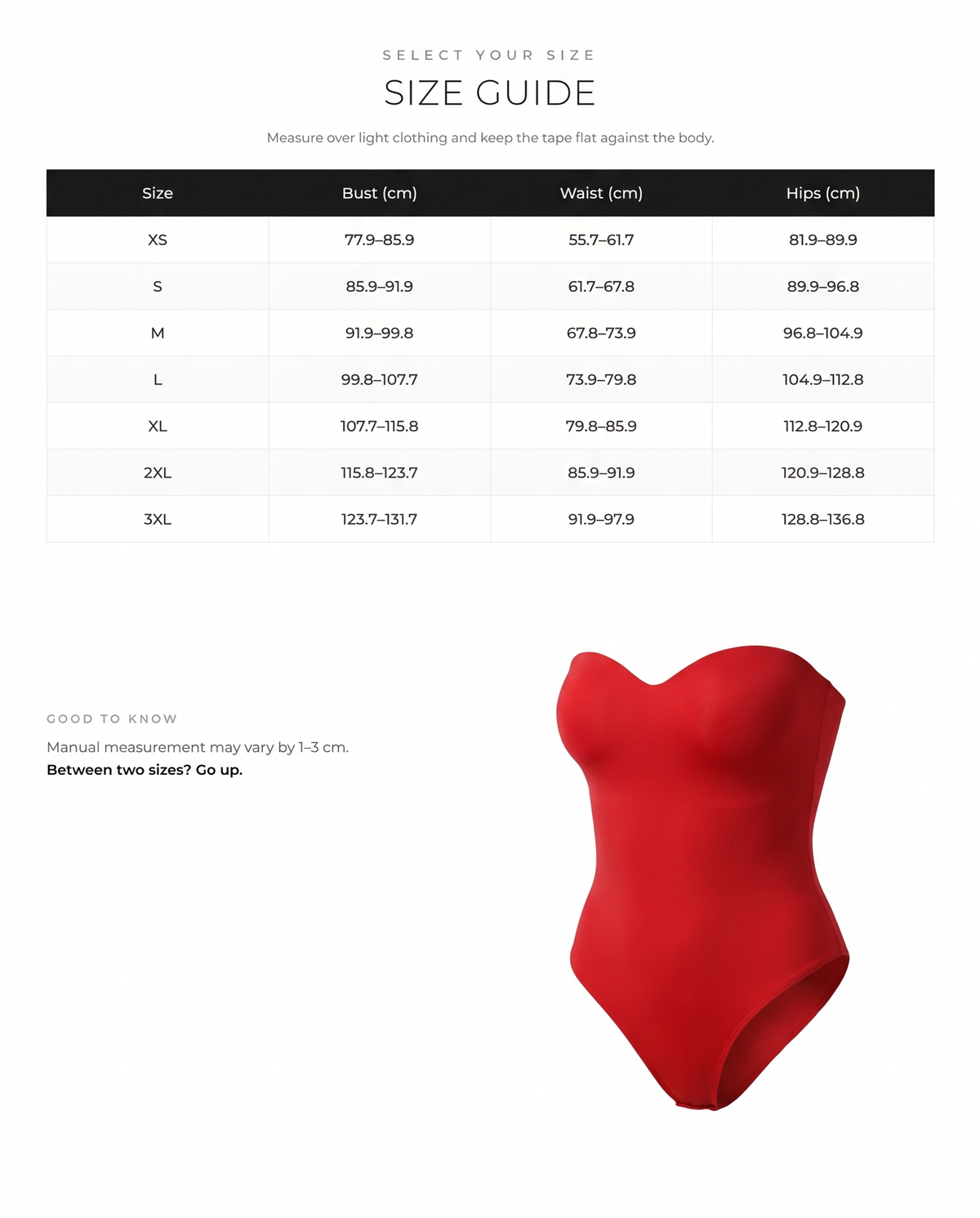 One Piece Underwire Strapless Waist And Abdomen Shaping Thong Bodysuit - FirmaHold size chart