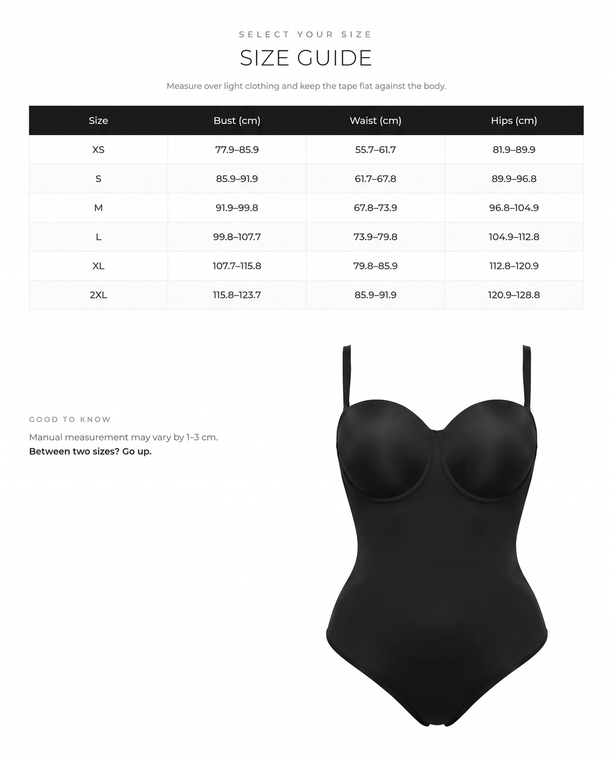 Seamless Back Lace-Up Shapewear Bodysuit - FirmaSculpt size chart