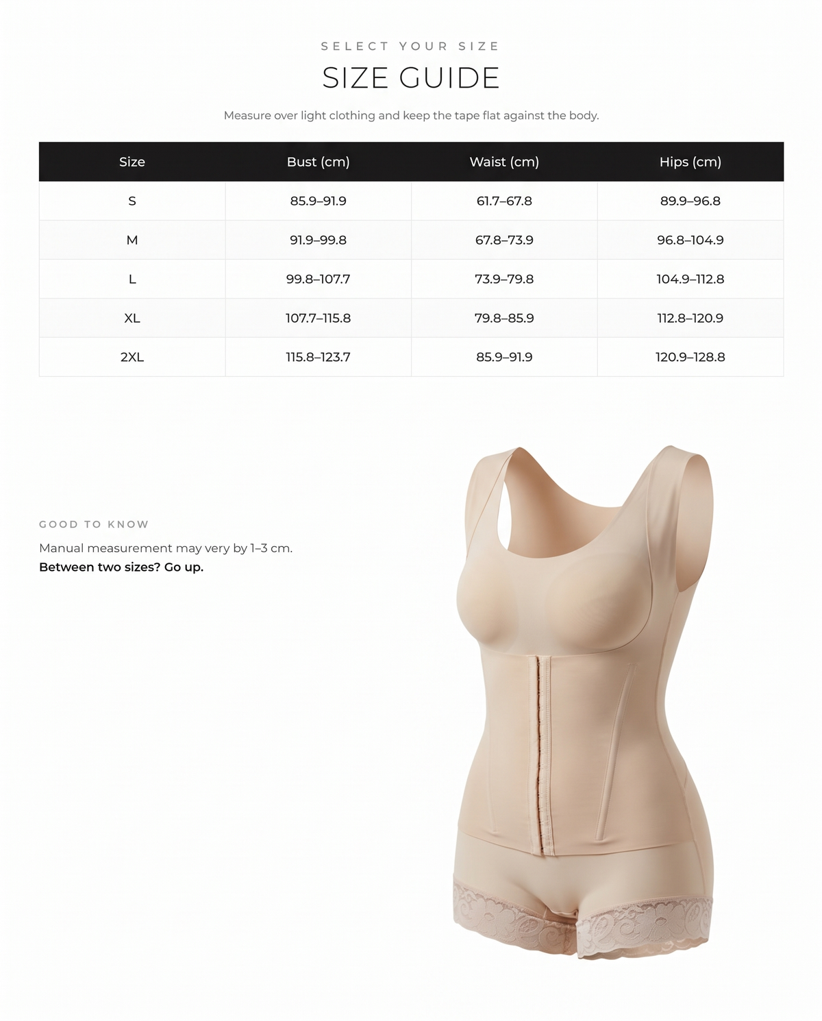 Double-Layer Power Mesh Tummy Sculpt Bodysuit - FirmaSculpt size chart