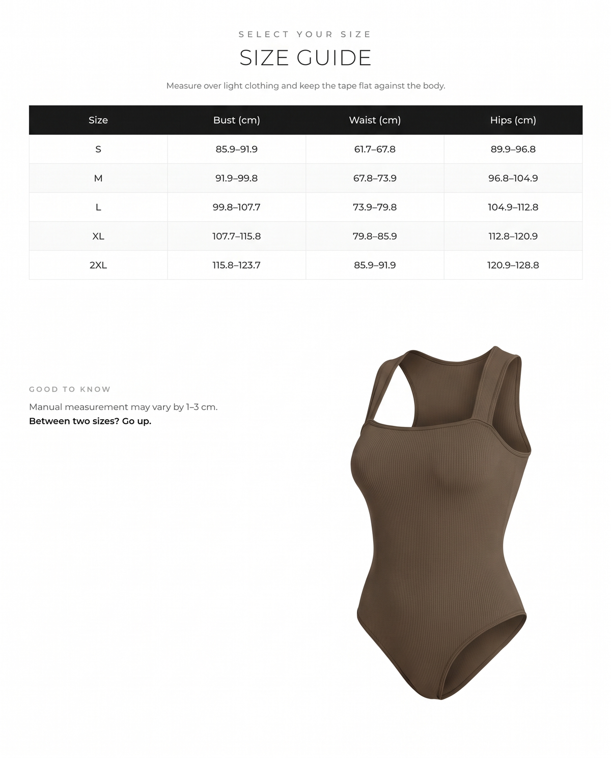 Sleeveless Tummy Control Tank Bodysuit - FirmaSculpt size chart