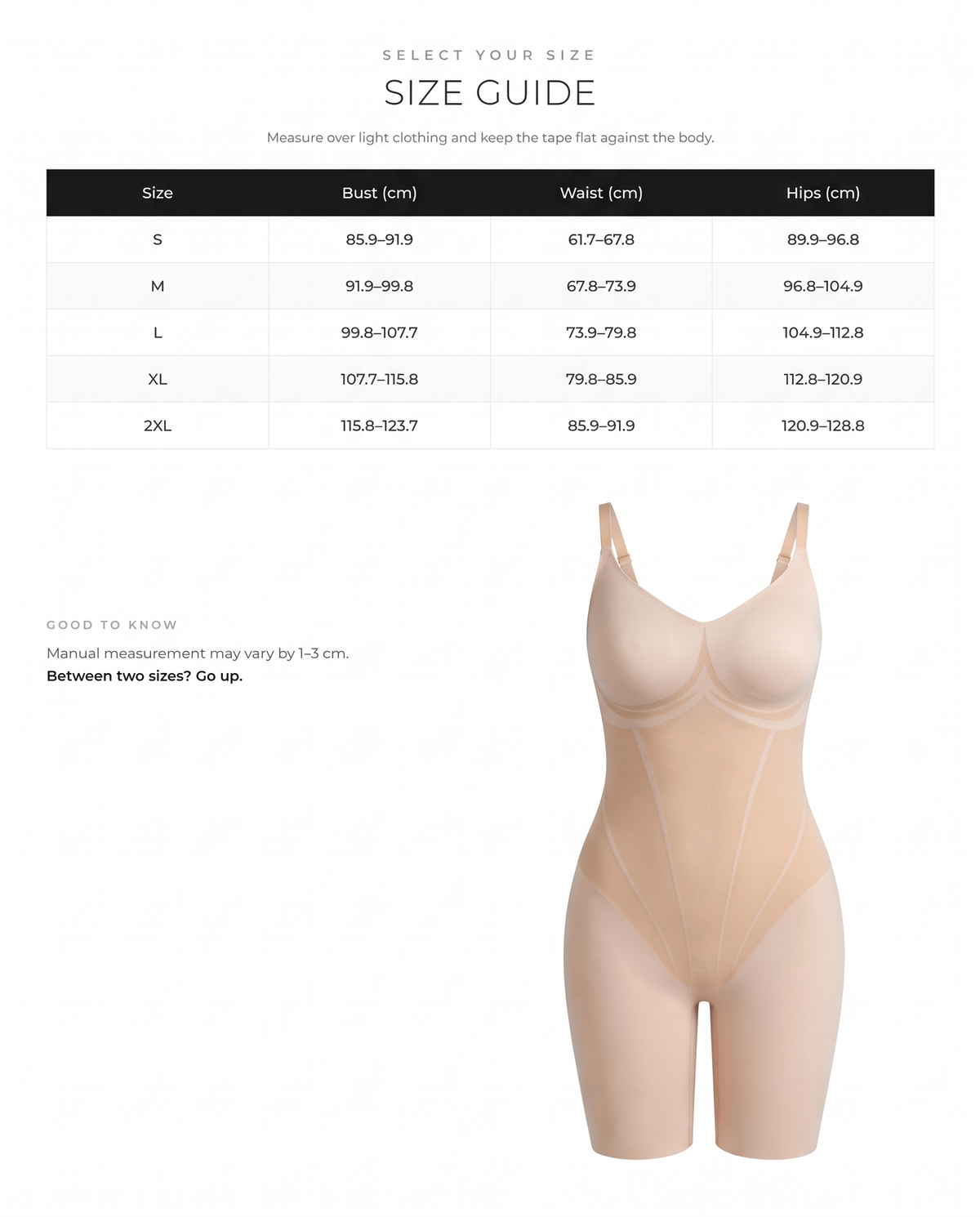 Light Control V-Neck Traceless Boyshort Bodysuit - FirmaActive size chart