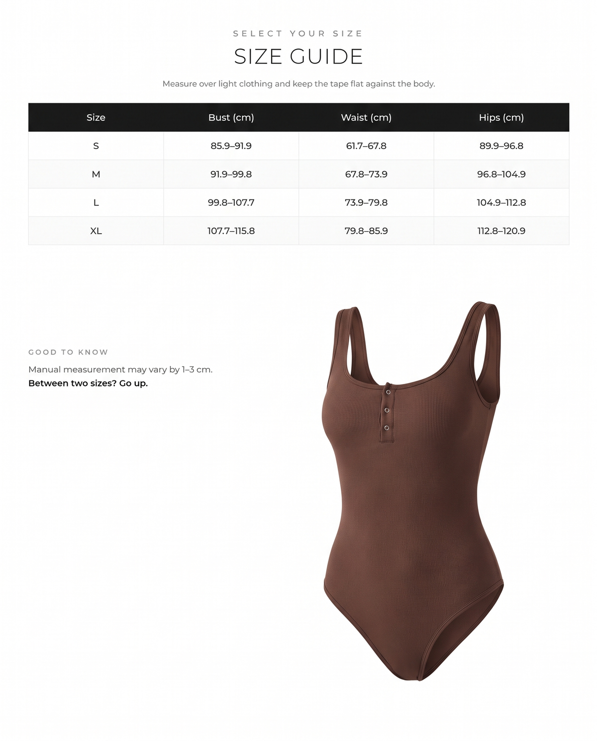 Triangular Shaping Snap-Button Bodysuit - FirmaSculpt size chart