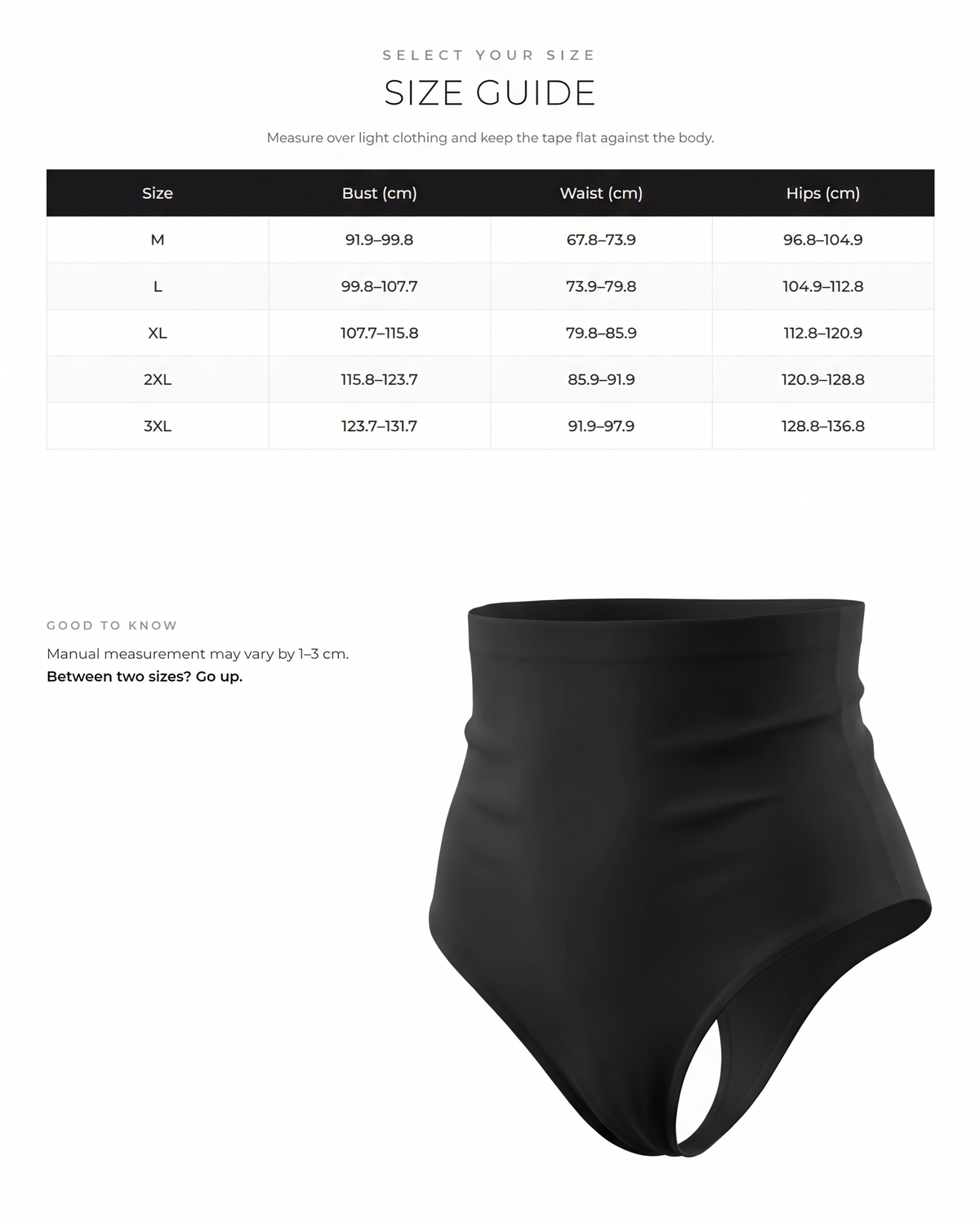 High-Waist Criss-Cross Mesh Shaping Thong - FirmaSmooth size chart