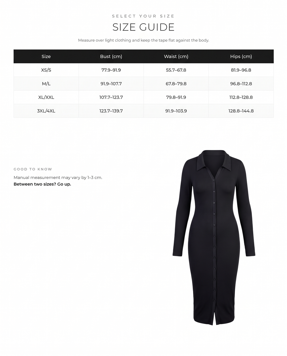 Retro Long-Sleeve Waist Trimming Shirt Dress - FirmaSculpt size chart
