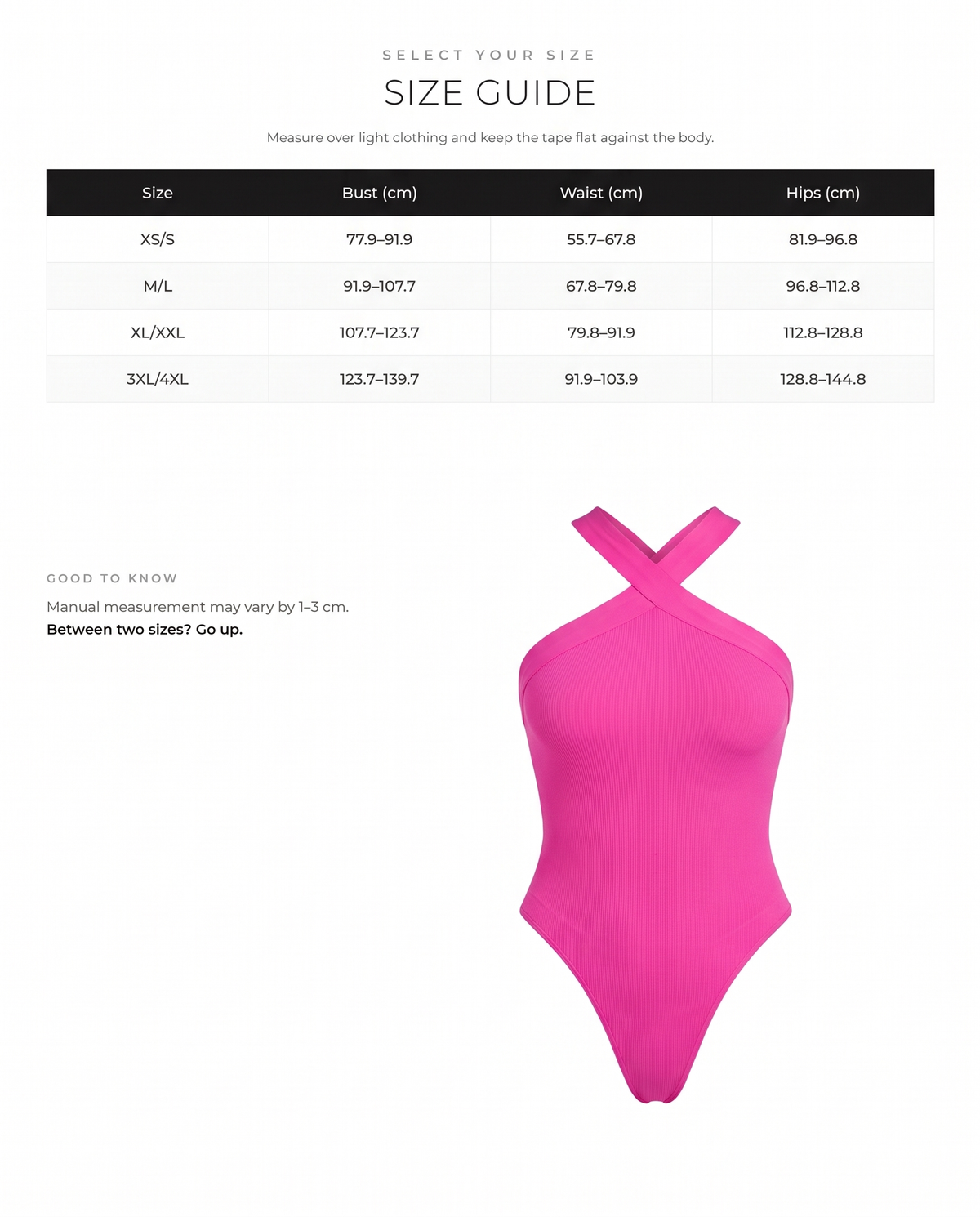 Seamless Halter Tummy Control Thong Bodysuit - FirmaSculpt size chart