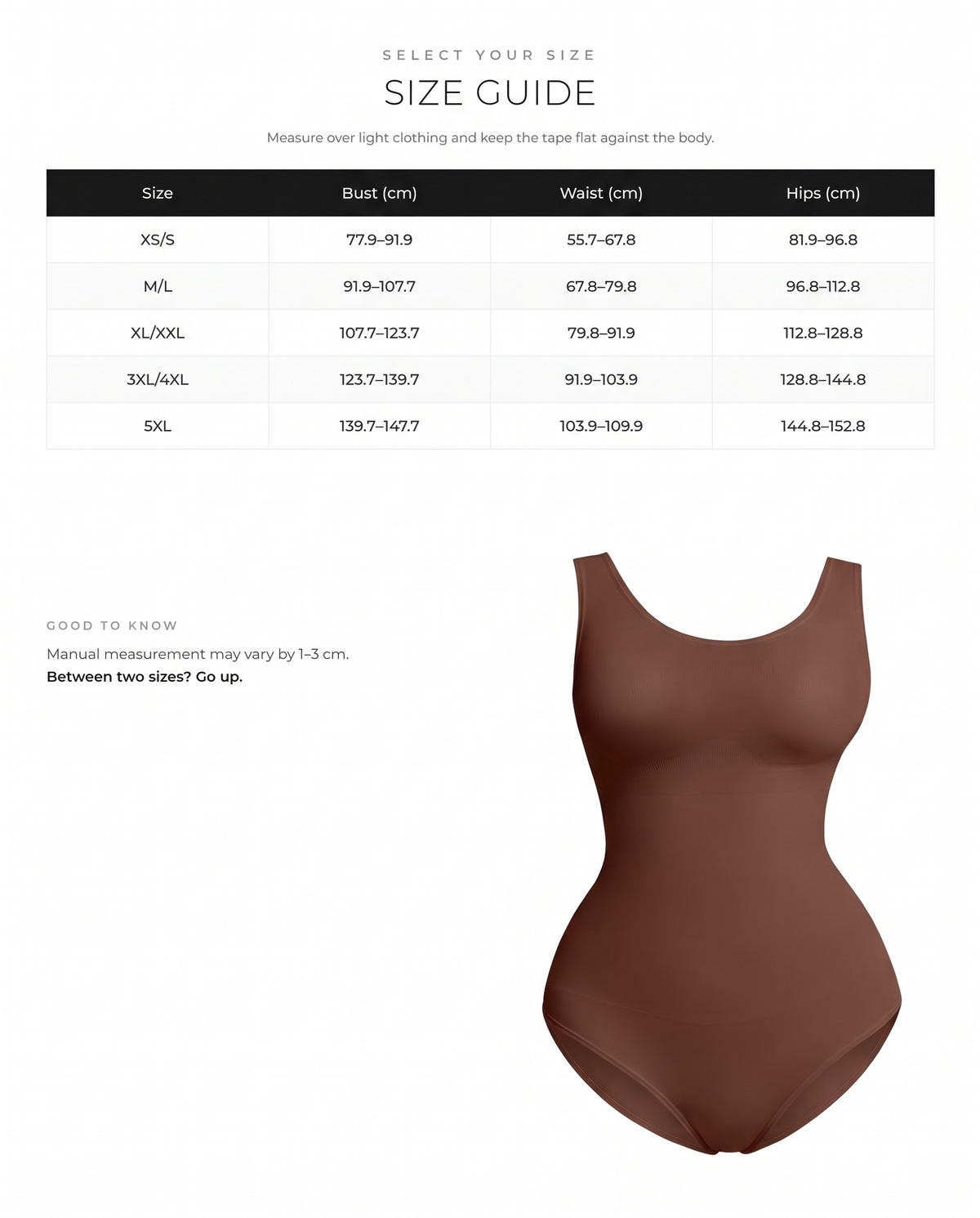 Eco-friendly Seamless Belly Control Thong Bodysuit - FirmaActive size chart