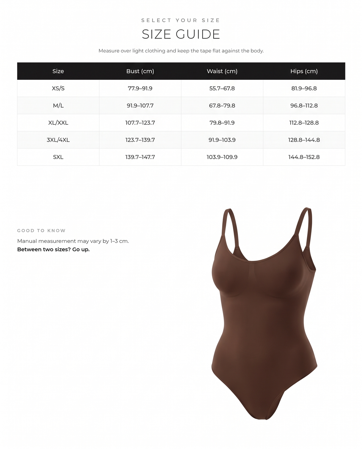 Seamless Open-Back Thong Bodysuit with Light Support - FirmaSmooth size chart