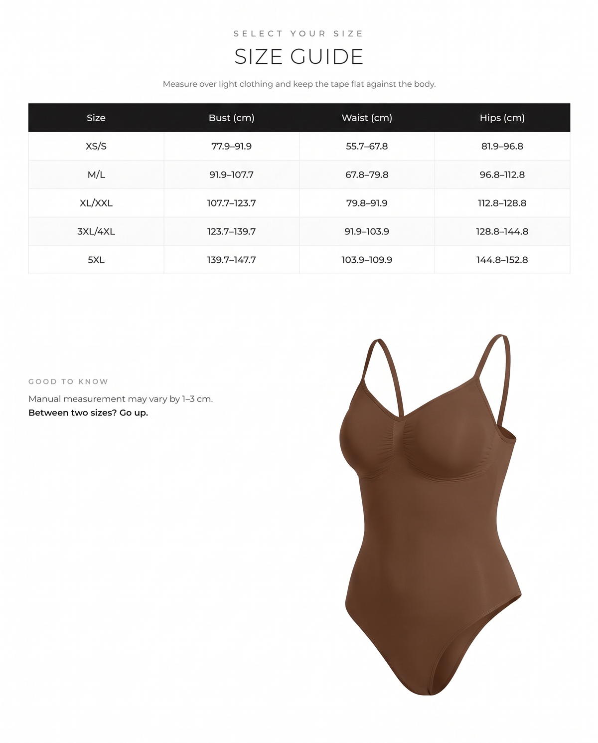 Seamless Covered Bust Jumpsuit Thong Bodysuit - FirmaActive size chart