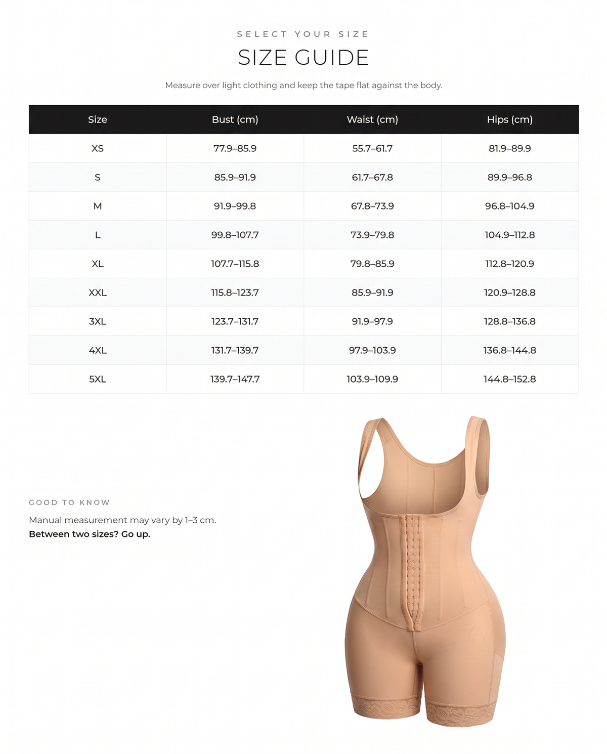 6 Steel Boned Shapewear Tummy Control Waist Trainer Faja - FirmaSculpt size chart
