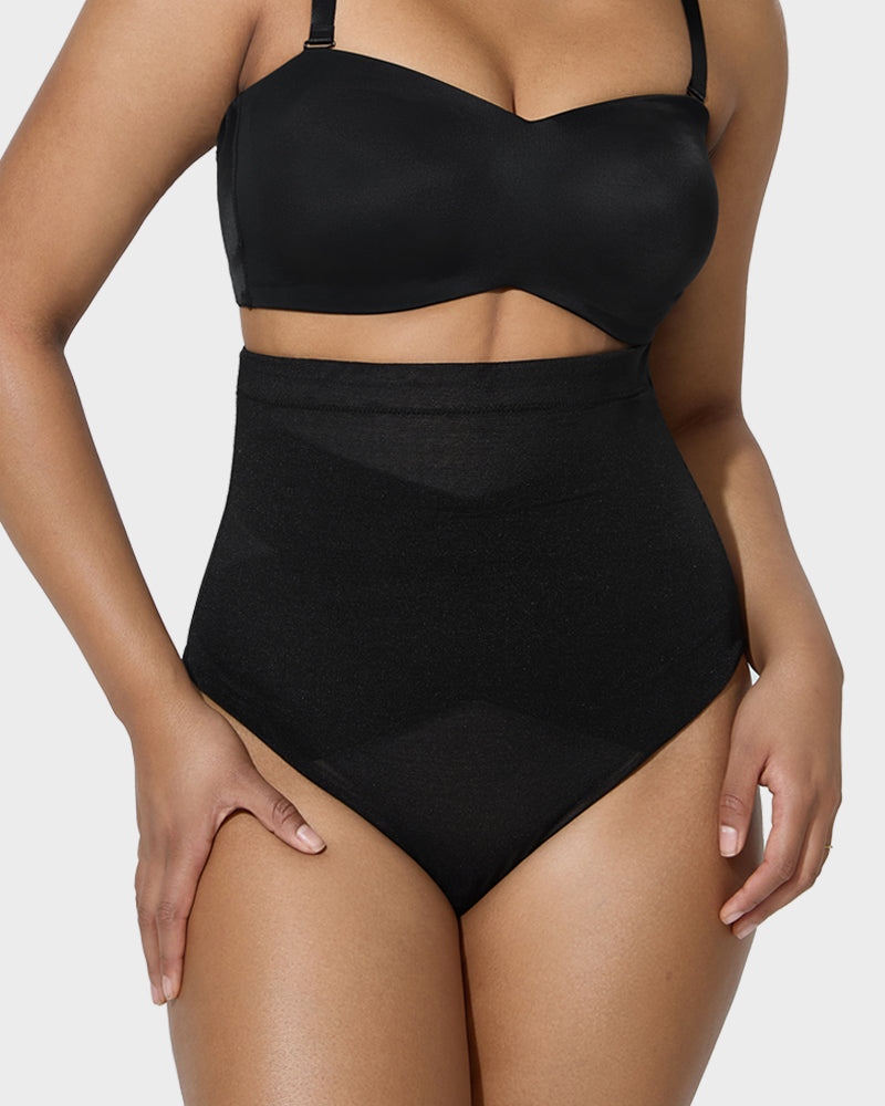 High-Waist Criss-Cross Mesh Shaping Thong - FirmaSmooth