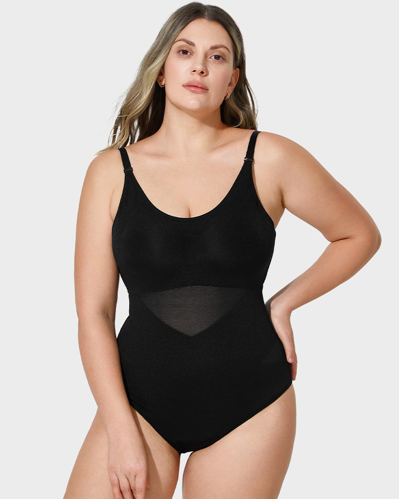 Criss-Cross Mesh Sculpting Bodysuit - FirmaSculpt