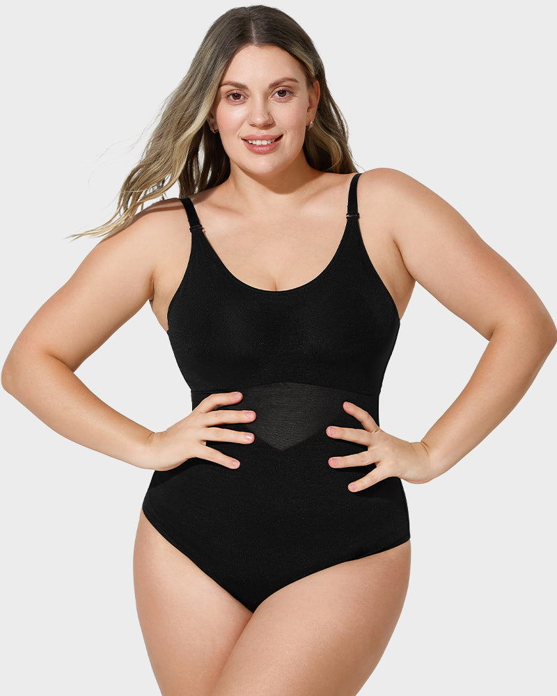 Criss-Cross Mesh Sculpting Bodysuit - FirmaSculpt