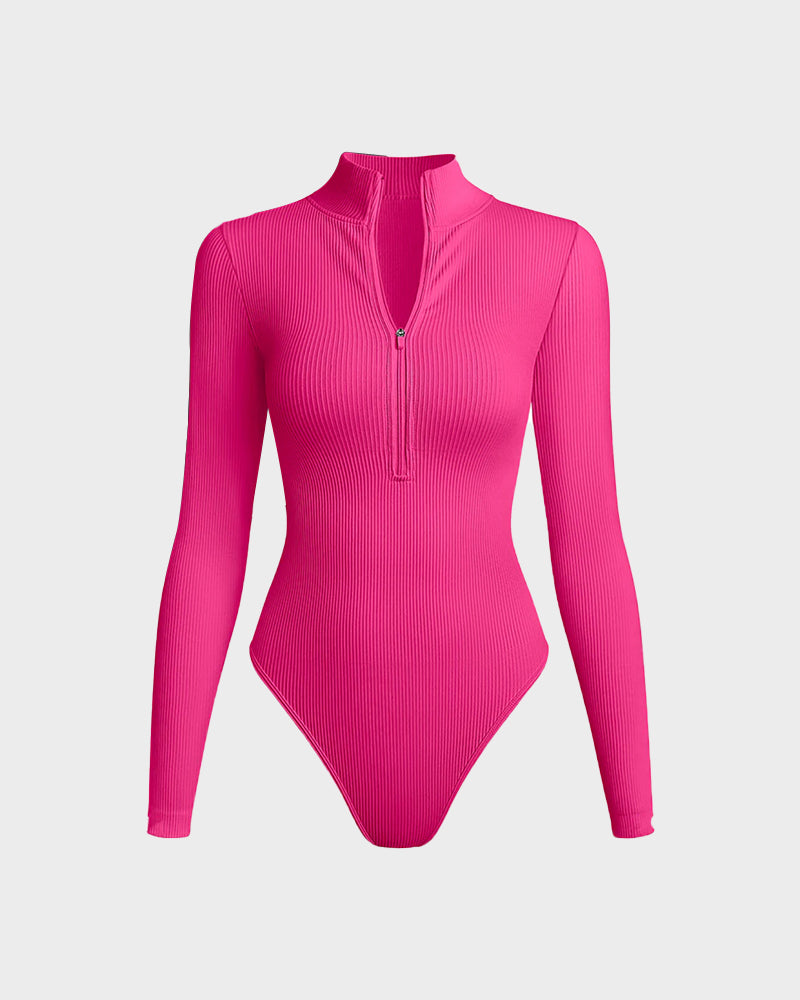 Ribbed Long Sleeve Shaping Bodysuit - FirmaSculpt